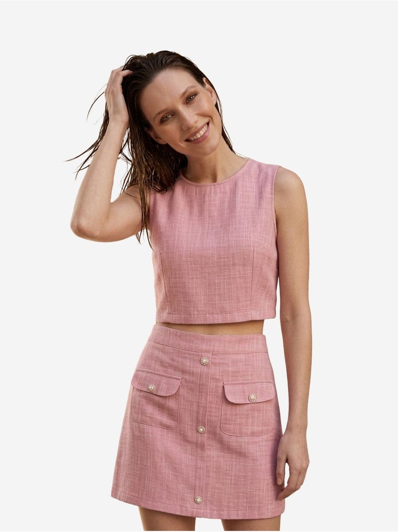 Ensemble gilet en coton et mini-jupe my fashion Vieux rose - Kiabi