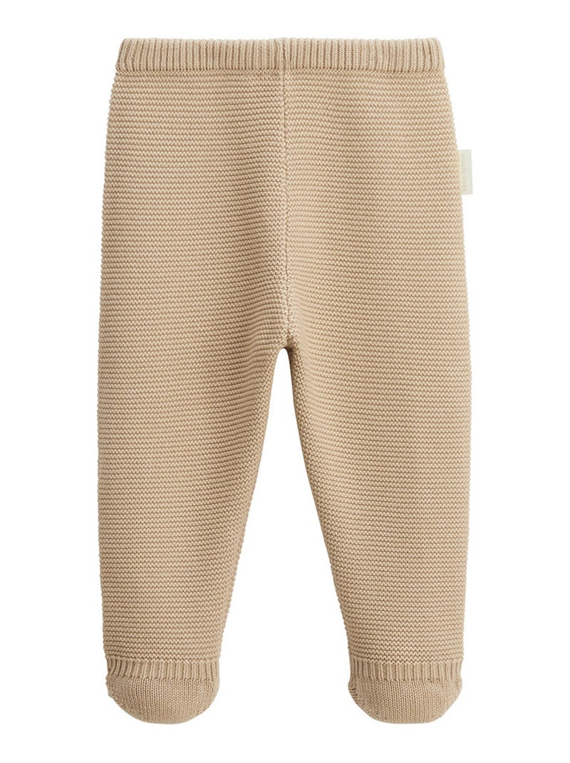 Ensemble gilet et pantalon avec pieds bébé en tricot Hello Baby Beige sable - Kiabi