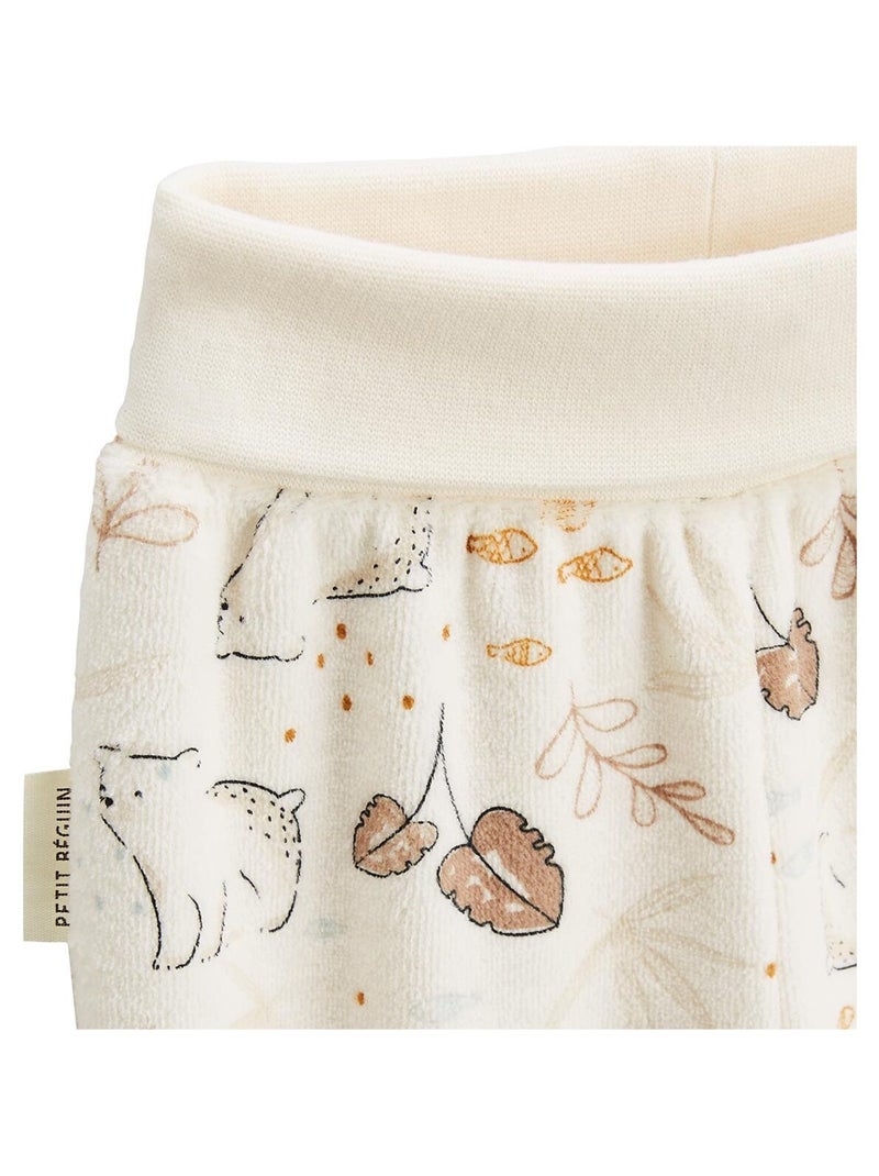 Ensemble gilet et pantalon bébé en velours Câlins Ecru - Kiabi