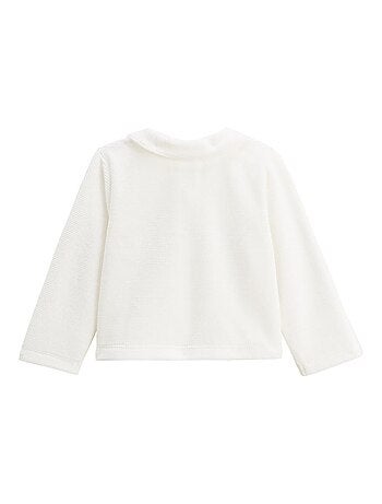 Ensemble gilet et pantalon bébé en velours Perle