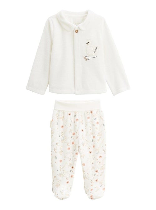 Ensemble gilet et pantalon bébé en velours Perle - Kiabi