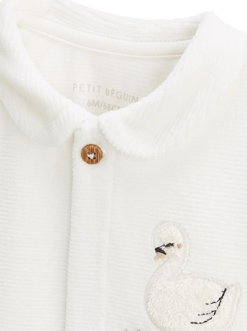 Ensemble gilet et pantalon bébé en velours Perle Ecru - Kiabi