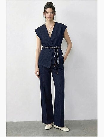 Ensemble gilet et pantalon large avec ceinture lucci