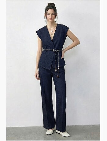 Ensemble gilet et pantalon large avec ceinture lucci
