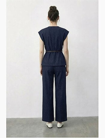 Ensemble gilet et pantalon large avec ceinture lucci