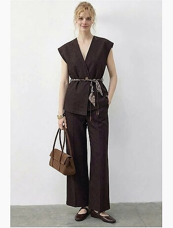 Ensemble gilet et pantalon large avec ceinture lucci