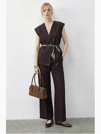 Ensemble gilet et pantalon large avec ceinture lucci