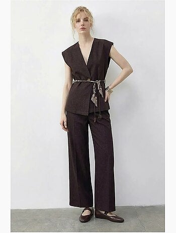 Ensemble gilet et pantalon large avec ceinture lucci