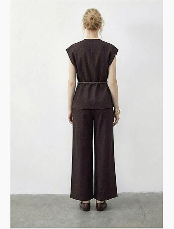Ensemble gilet et pantalon large avec ceinture lucci