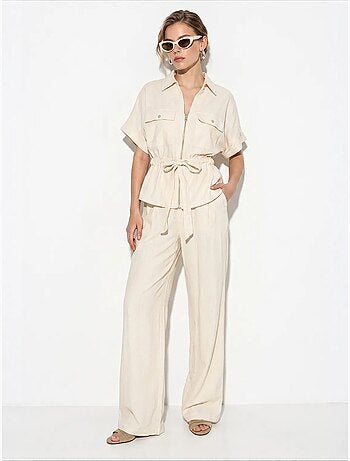 Ensemble gilet et pantalon large en coton lucci