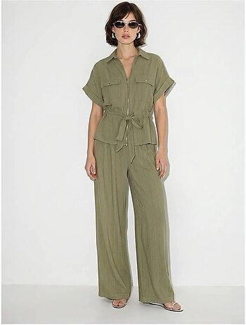 Ensemble gilet et pantalon large en coton lucci