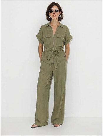 Ensemble gilet et pantalon large en coton lucci