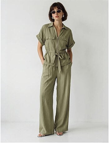 Ensemble gilet et pantalon large en coton lucci