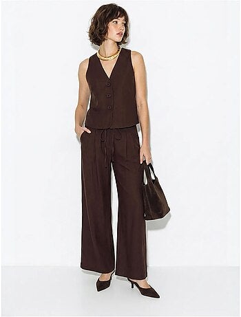 Ensemble gilet et pantalon large en coton lucci