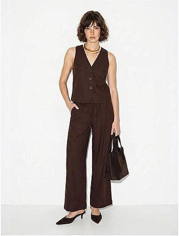 Ensemble gilet et pantalon large en coton lucci