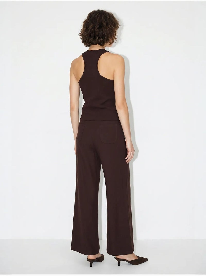 Ensemble gilet et pantalon large en coton lucci Marron chocolat - Kiabi