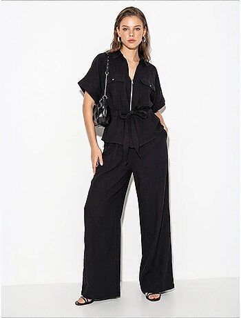Ensemble gilet et pantalon large en coton lucci