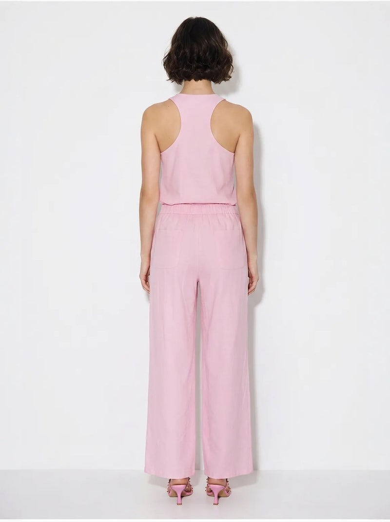 Ensemble gilet et pantalon large en coton lucci Rose - Kiabi