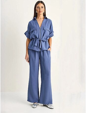 Ensemble gilet et pantalon large en popeline de coton lucci