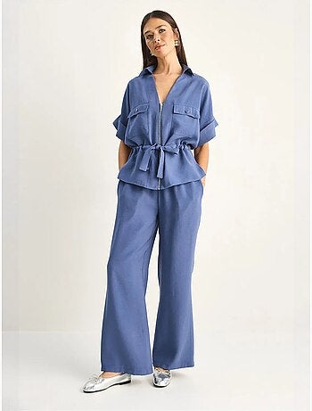 Ensemble gilet et pantalon large en popeline de coton lucci