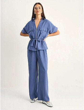 Ensemble gilet et pantalon large en popeline de coton lucci