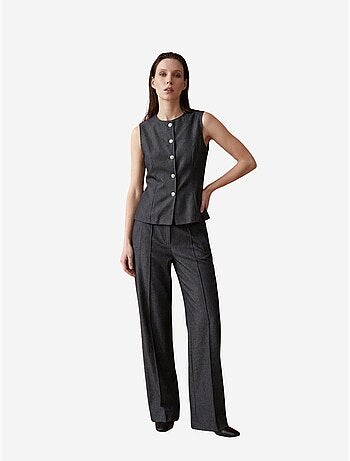 Ensemble gilet et pantalon large en popeline de coton my fashion