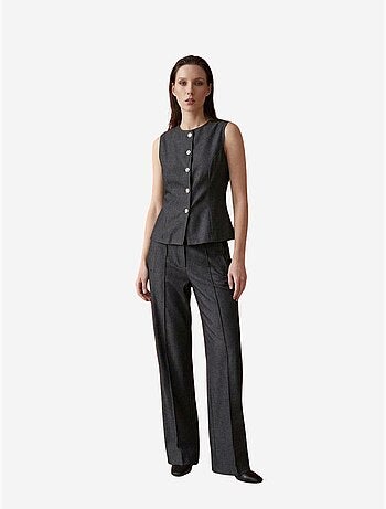 Ensemble gilet et pantalon large en popeline de coton my fashion