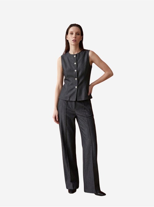 Ensemble gilet et pantalon large en popeline de coton my fashion - Kiabi Ensemble gilet et pantalon large en popeline de coton my fashion - Kiabi