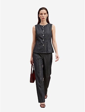 Ensemble gilet et pantalon large en popeline de coton my fashion