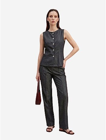 Ensemble gilet et pantalon large en popeline de coton my fashion