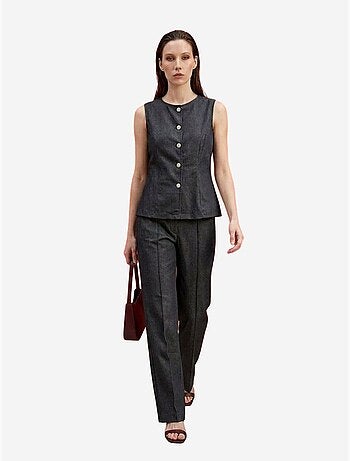 Ensemble gilet et pantalon large en popeline de coton my fashion