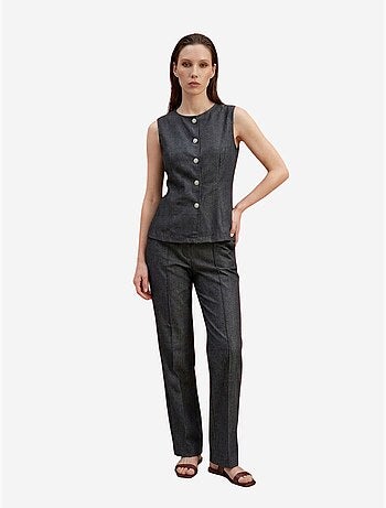 Ensemble gilet et pantalon large en popeline de coton my fashion