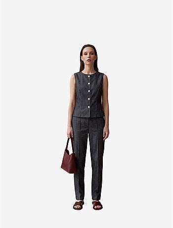 Ensemble gilet et pantalon large en popeline de coton my fashion