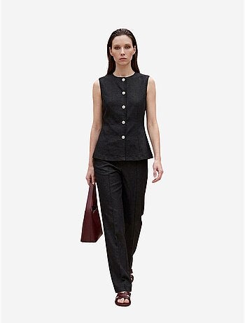 Ensemble gilet et pantalon large en popeline de coton my fashion