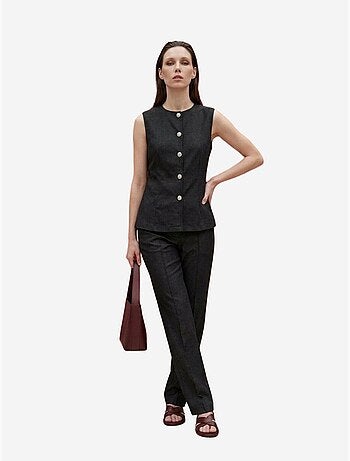 Ensemble gilet et pantalon large en popeline de coton my fashion
