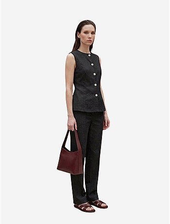 Ensemble gilet et pantalon large en popeline de coton my fashion