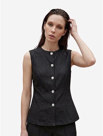 Ensemble gilet et pantalon large en popeline de coton my fashion