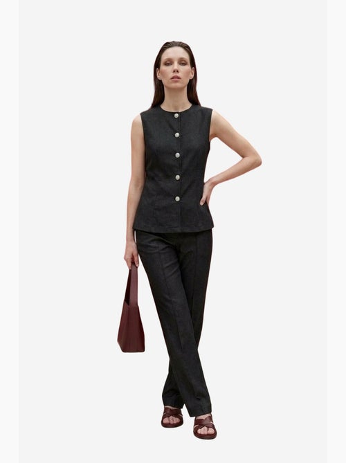 Ensemble gilet et pantalon large en popeline de coton my fashion - Kiabi Ensemble gilet et pantalon large en popeline de coton my fashion - Kiabi