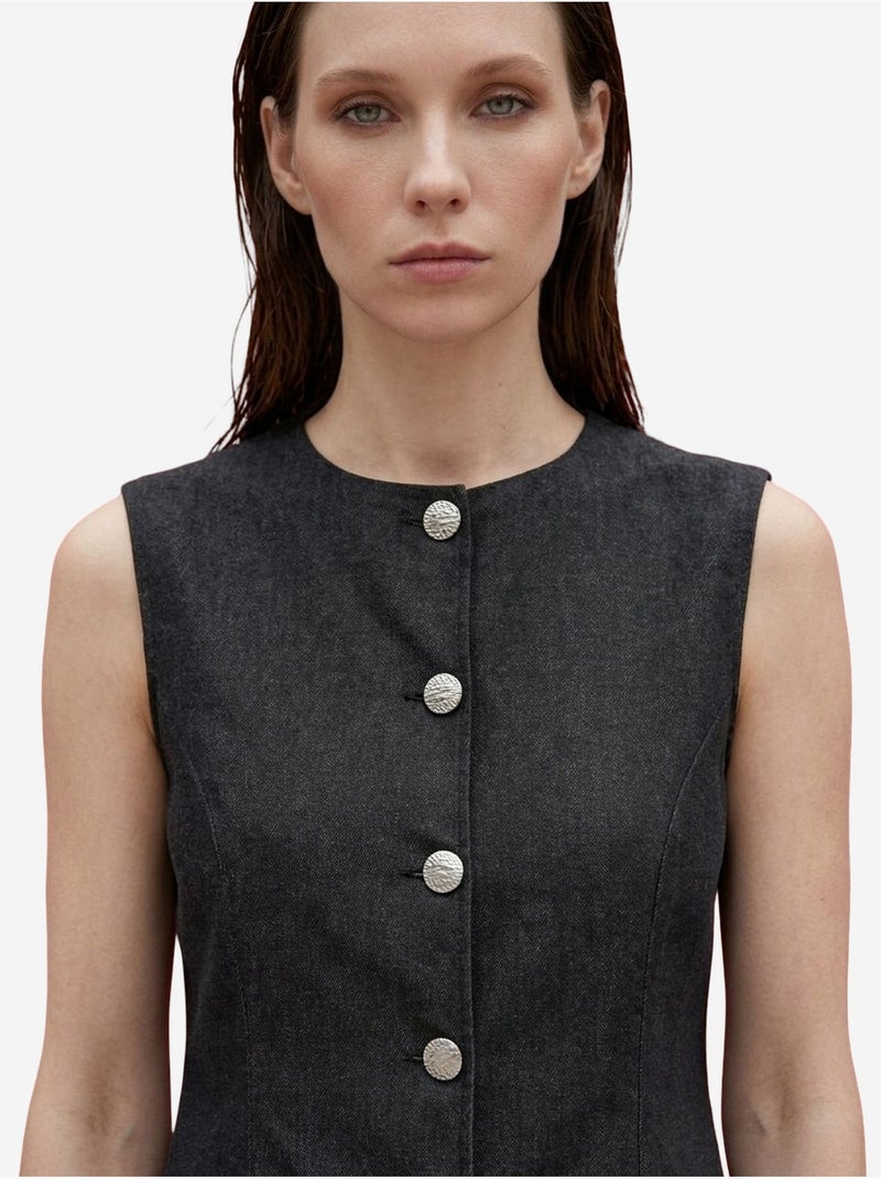 Ensemble gilet et pantalon large en popeline de coton my fashion Gris Noir - Kiabi