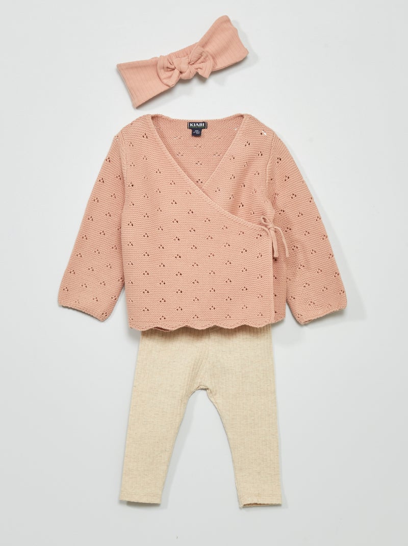 Ensemble gilet + legging + bandeau - 3 pièces Rose - Kiabi