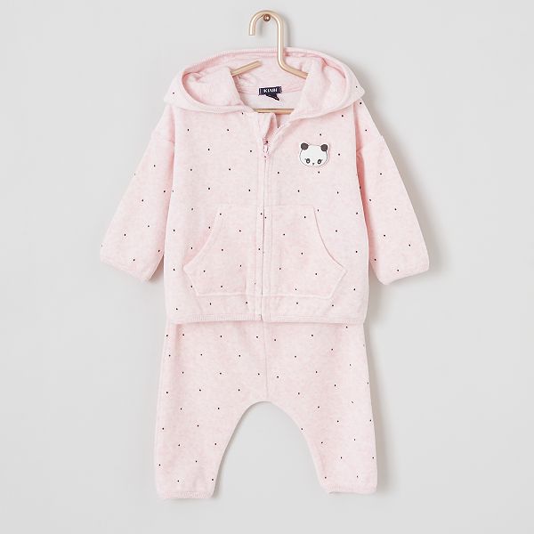 Ensemble Gilet Pantalon Panda Bebe Fille Rose Pois Kiabi 12 00