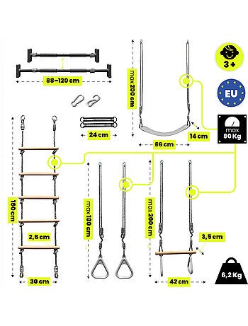 Ensemble gymnastique 5-en-1 hypermotion - aire de jeux intérieur & jardin 100kg