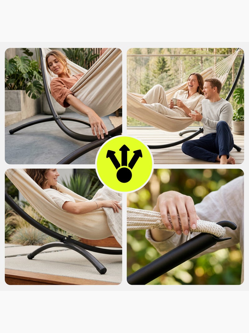 Ensemble hamac avec support arqué en acier hypermotion hamac 200x150 - charge 100 kg Noir - Kiabi