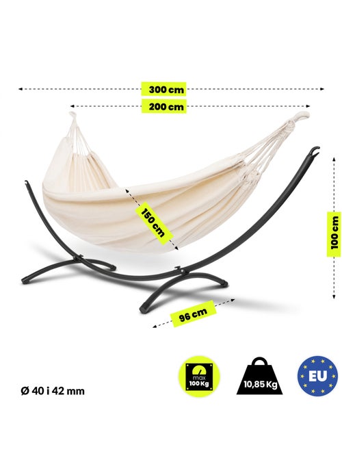 Ensemble hamac avec support arqué en acier hypermotion hamac 200x150 - charge 100 kg - Kiabi Ensemble hamac avec support arqué en acier hypermotion hamac 200x150 - charge 100 kg - Kiabi