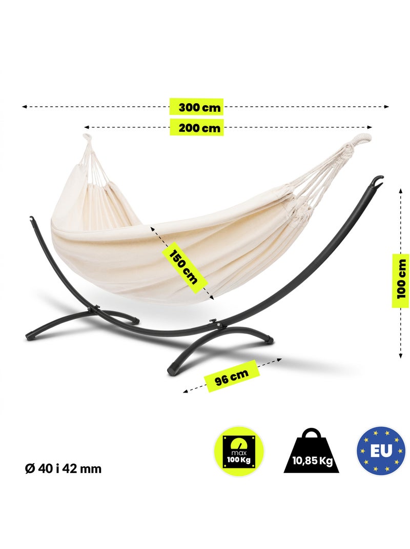 Ensemble hamac avec support arqué en acier hypermotion hamac 200x150 - charge 100 kg Noir - Kiabi