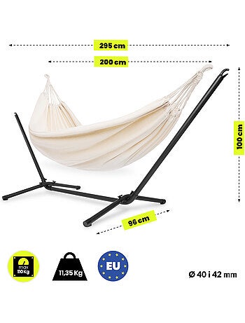 Ensemble hamac avec support autoportant en acier hypermotion 200 x 150 - charge 100 kg
