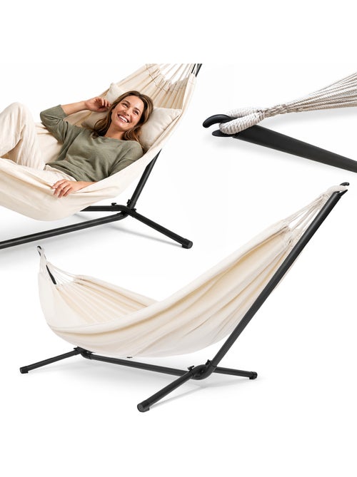 Ensemble hamac avec support autoportant en acier hypermotion 200 x 150 - charge 100 kg - Kiabi Ensemble hamac avec support autoportant en acier hypermotion 200 x 150 - charge 100 kg - Kiabi