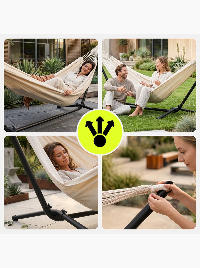 Ensemble hamac avec support autoportant en acier hypermotion 200 x 150 - charge 100 kg Noir - Kiabi