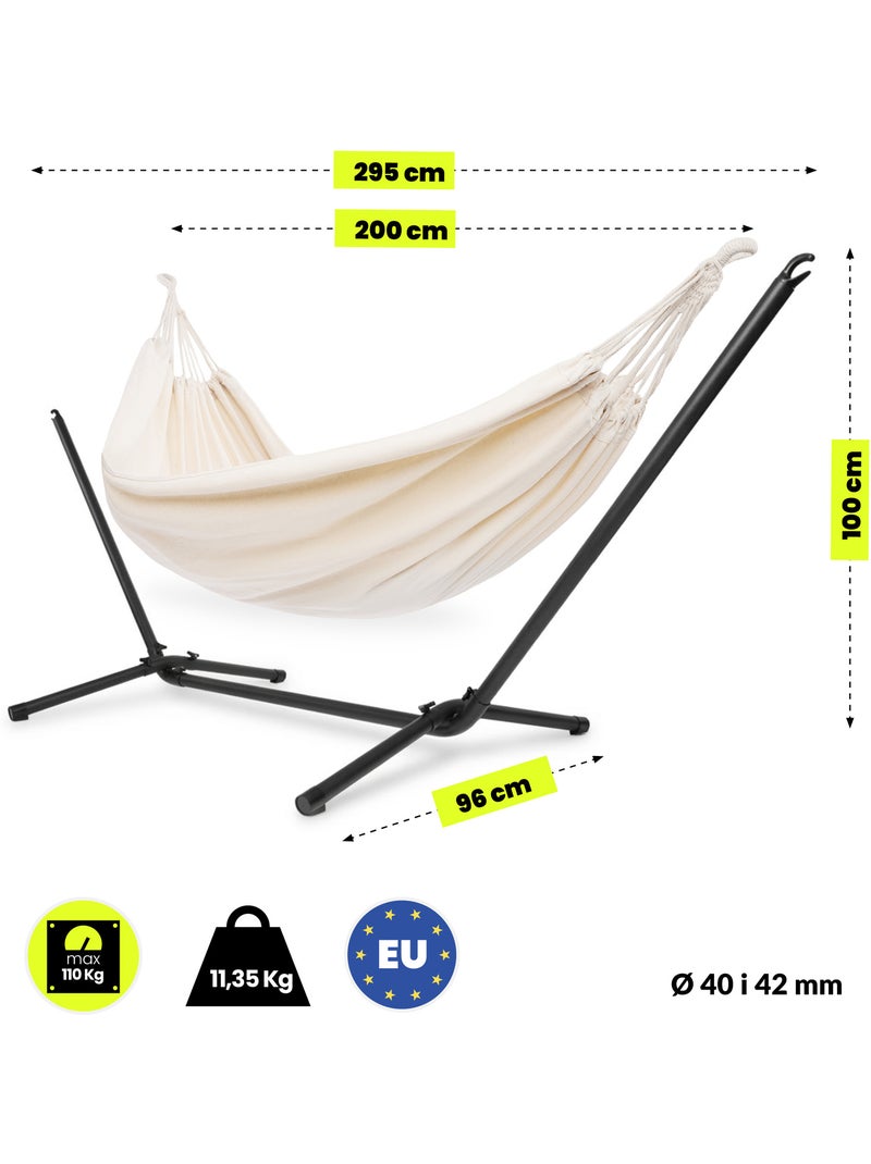 Ensemble hamac avec support autoportant en acier hypermotion 200 x 150 - charge 100 kg Noir - Kiabi