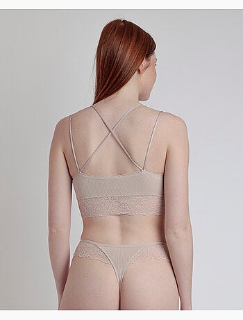 Ensemble haut côtelé et string pour femme ADMAS